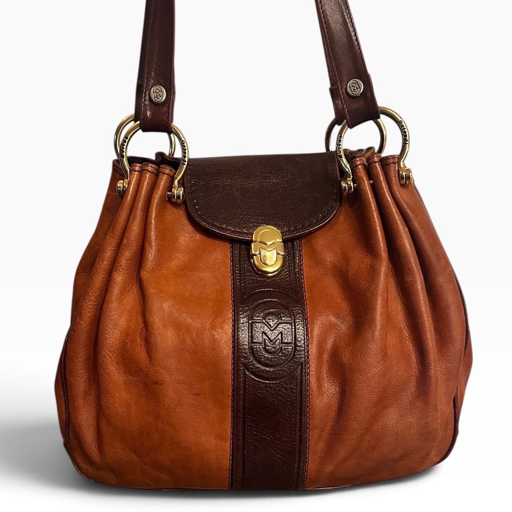 Vintage Marino Orlandi Slouchy Shoulder Bag Women Medium Brown Two-Tone Leather